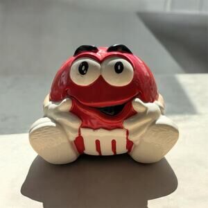 Vintage 1980s M&Ms Cookie Candy Jar Red Small Whimsical Kitchen Decor